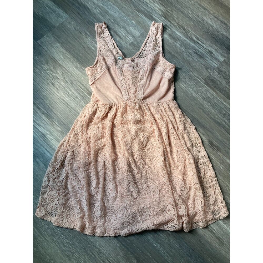 Light Pink / Blush Floral Lace Lined Sleeveless Dress Medium Fairy Princesscore
